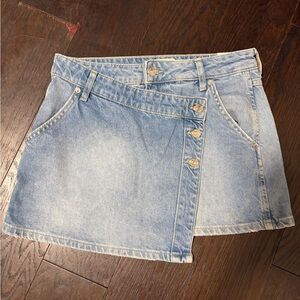We The Free Light Blue Denim Skirt